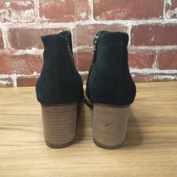 Blondo Ankle Boots Womens Size 8.5 Slip On Peep Toe Booties Black Slipons Easy - Picture 7 of 8